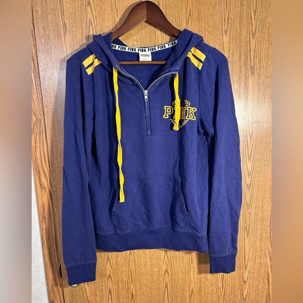 PINK Varsity Half Zip Embroidered Sweatshirt - Picture 2 of 5